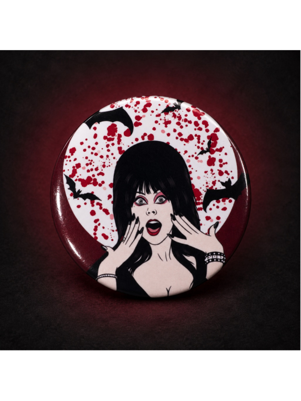 Elvira Mistress of the Dark Horror Button Pin 2.25 Inch